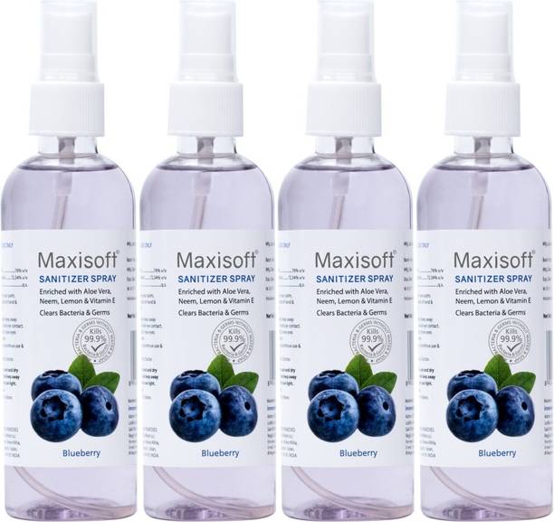 Maxisoft Sanitizer Spray (Blueberry) 120 ml | Aloe & Neem | Paraben Free Hand Sanitizer Bottle