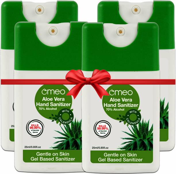 Omeo Pocket Aloe Vera Sanitizer Anti bacterial 70% Alcohol based Sanitizer Kills 99.9 Germs Hand Sanitizer Bottle