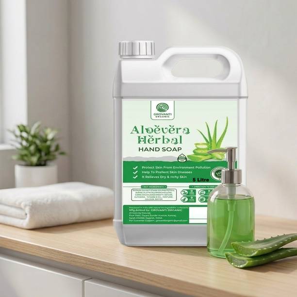 GROVANTI ORGANIC Aloe-vera Hand Wash Hand Wash Can, Liquid Handwash 5 litre Hand Wash Can