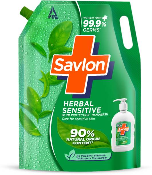 Savlon Herbal Sensitive Germ Protection Liquid | 90% Natural Origin|For Hands Hand Wash Refill Pouch