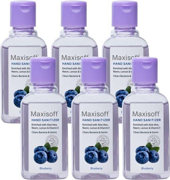 Maxisoft Sanitizer (Blueberry) | Aloe & Neem | Paraben Free Hand Sanitizer Bottle