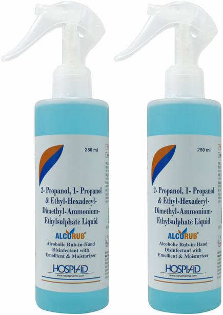 alcorub Alcoholic Rub-In-Hand Disinfectant With Emollient & Moisturizer Hand Rub Bottle + Dispenser