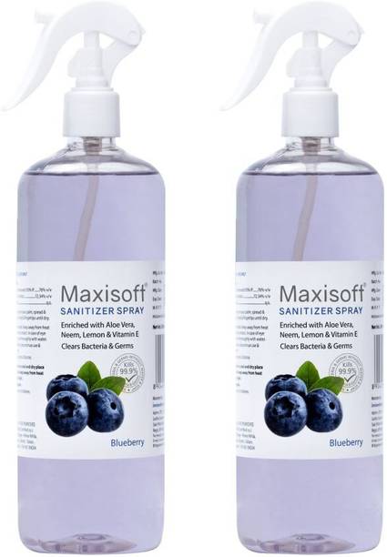 Maxisoft Sanitizer Spray (Blueberry) 500 ml | Aloe & Neem | Paraben Free Hand Sanitizer Bottle