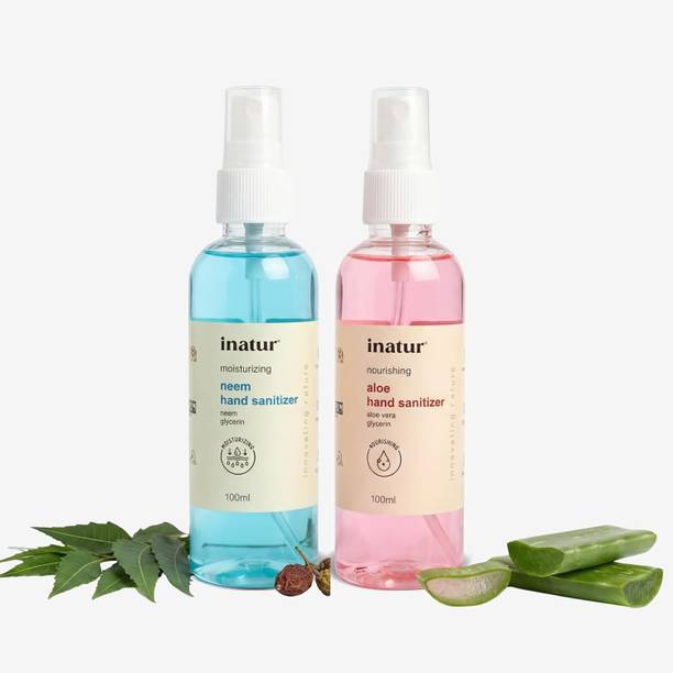 inatur Alcohol-Based  Spray | Aloe & Neem | 99.9% Germ Defense | Sanitizer Spray Spray Bottle