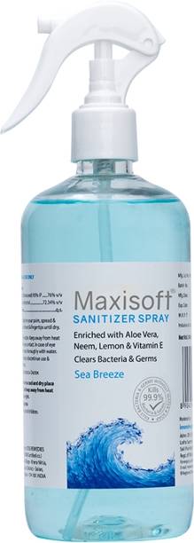 Maxisoft Sanitizer Spray (Sea Breeze) 500 ml | Aloe & Neem | Paraben Free Hand Sanitizer Bottle