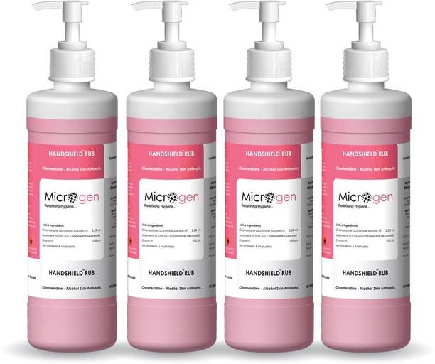 Microgen Handshield Rub 70% Ethanol Based  each (500ml) | Pack of 4 Hand Rub Pump Dispenser