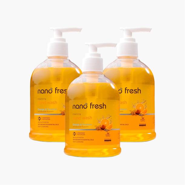 Nano Fresh Orange & turmeric Hand Wash With Shea Butter and Glycerin | Kills 99.9% Germs Hand Wash Pump Dispenser