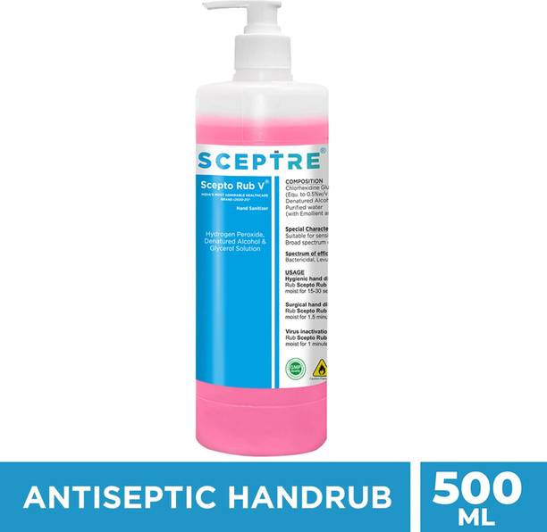 Sceptre SCEPTO RUB V 500ml widely used in Hospitals. Surgical grade Best Hand Rub Hand Sanitizer Pump Dispenser