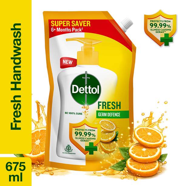 Dettol Fresh , liquid for bottle, Pouch, no powder, 10X Germ Protection, soap Hand Wash Refill Pouch