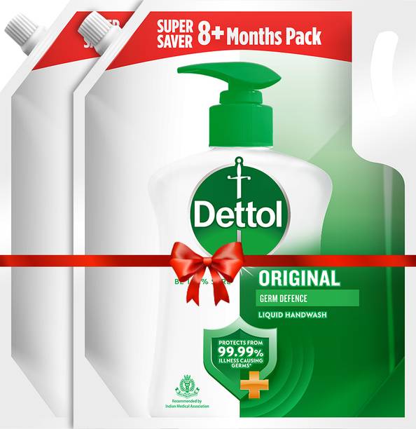 Dettol Liquid Handwash Refill - Original Hand Wash (2 x 1500 ml) Hand Wash Refill Pouch