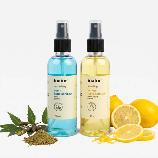 inatur Alcohol-Based  Spray | Lemon & Neem | 99.9% Germ Defense | Hand Sanitizer Spray Bottle