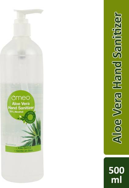 Omeo Aloe Vera Gel Based Antibacterial Rinse-free-500, 70% Isopropyl Alcohol Hand Sanitizer Bottle + Dispenser