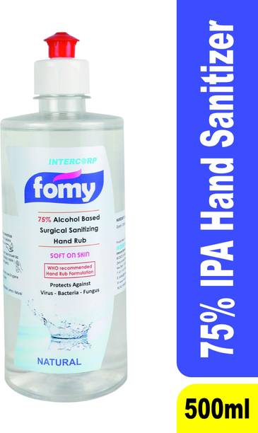 Intercorp Fomy 75% Isopropyl Alcohol-based Hand Rub Sanitizer and Disinfectant, 500 ml Each (Natural) Hand Sanitizer Bottle