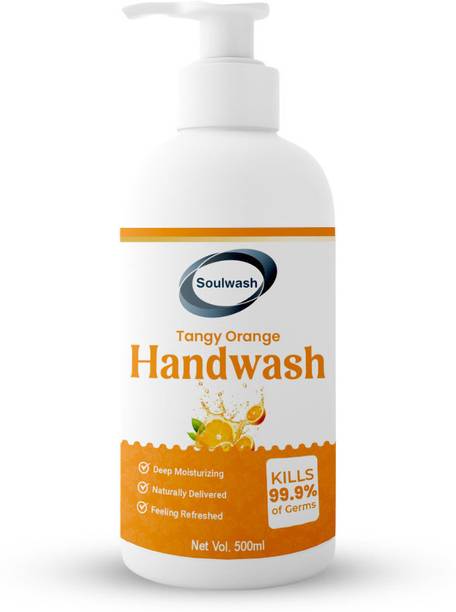 SOULWASH TANGY ORANGE Hand Wash | Zesty Citrus Fragrance Of Orange|500ml. Hand Wash Bottle