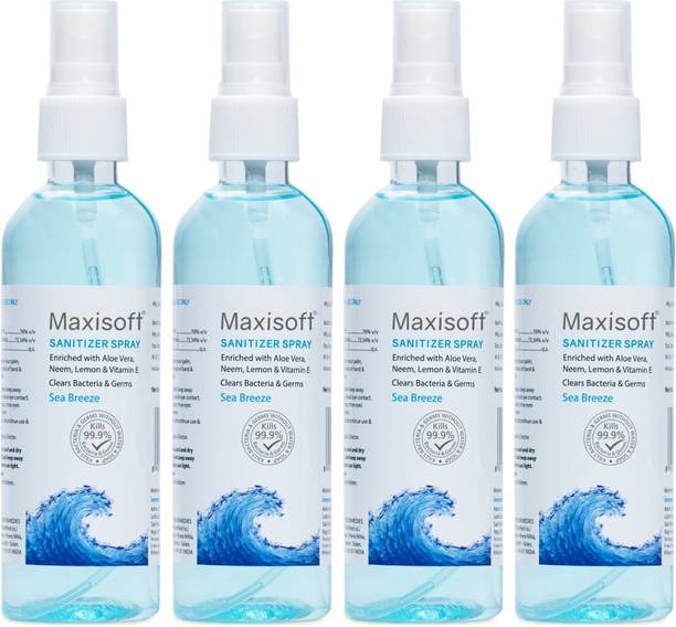 Maxisoft Sanitizer Spray (Sea Breeze) 120 ml | Aloe & Neem | Paraben Free Hand Sanitizer Bottle