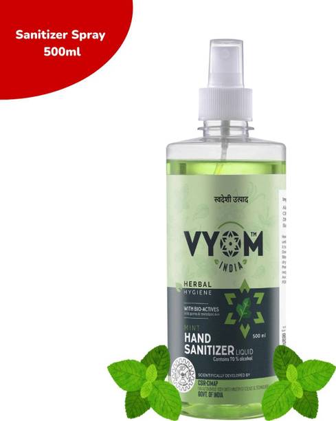 VYOM INDIA Herbal Hygiene Mint Liquid Sanitizer Spray Bottle Hand Sanitizer Bottle