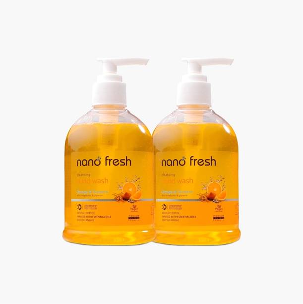 Nano Fresh Orange and Turmeric Hand Wash With Shea Butter and Glycerin | Kills 99.9% Germs Hand Wash Pump Dispenser