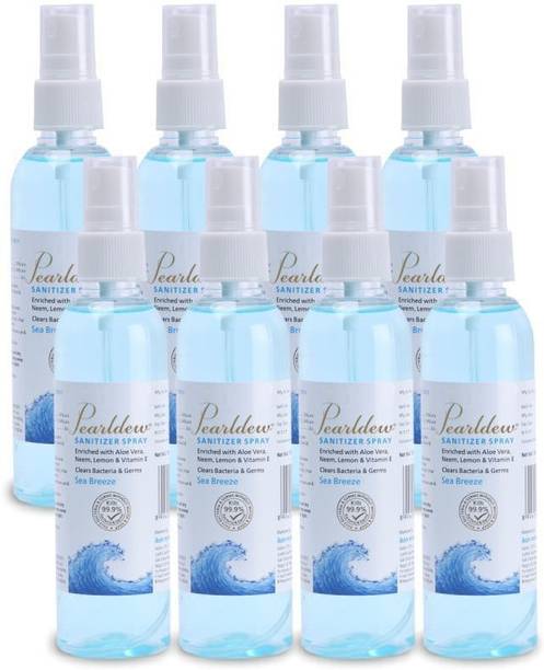 Pearldew Sanitizer Spray (Sea Breeze) | Aloe & Neem | Paraben Free 120 ml Hand Sanitizer Bottle