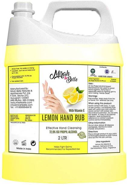 Mirah Belle Lemon Hand Cleanser Sanitizer LIQUID Can with Vitamin E Hand Rub Can
