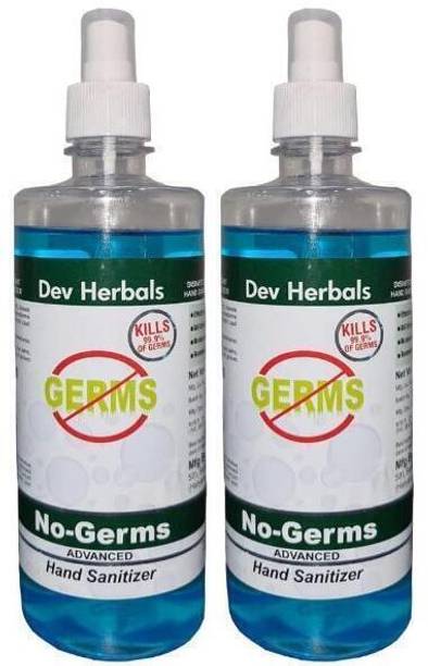 Dev Herbals No Germs Advanced Sanitizer with 70% Alcohol with goodness of Aloevera Hand Sanitizer Bottle