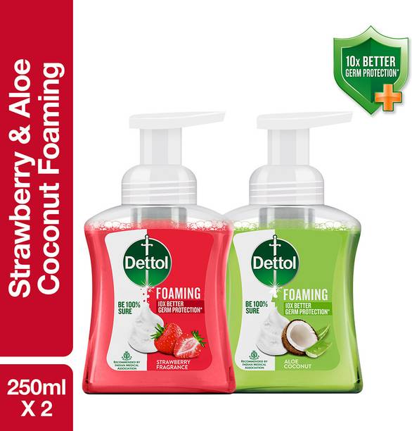 Dettol Foaming , liquid Bottle, Strawberry & Aloe Combo, Moisturizer soap hands Hand Wash Pump Dispenser