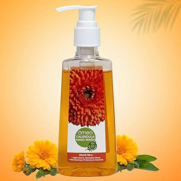 Omeo Calendula Handwash-200ml|Germ Protection, Moisturizing, Anti Bacterial, Skincare Hand Wash Bottle + Dispenser