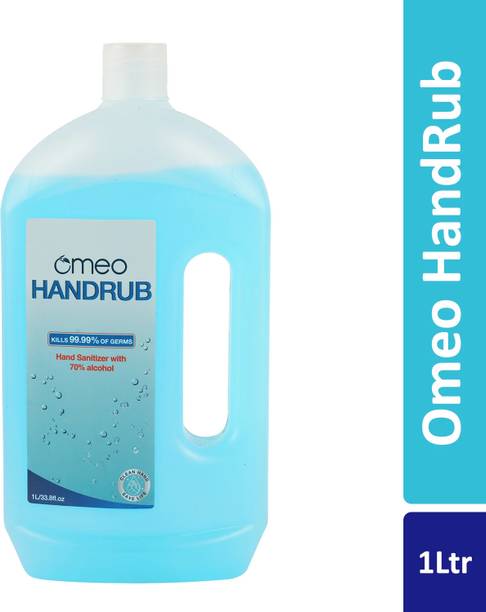 Omeo Instant Liquid Sanitizer-(1), 70% Alcohol Rinse-free Skin & Surfaces Premium Hand Rub Can