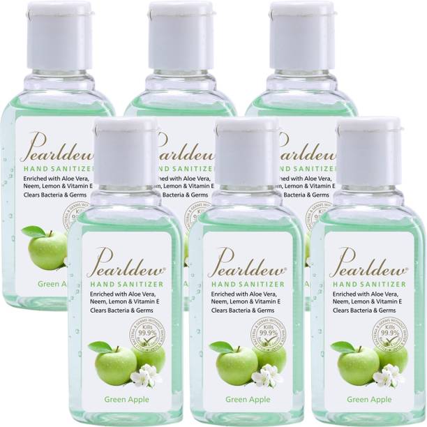 Pearldew (Green Apple) | Aloe & Neem | Paraben Free 60 ml Hand Sanitizer Bottle