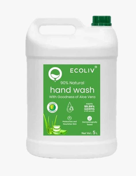 Ecoliv Aloe Vera Liquid Handwash| pH 5.5 Handwash Hand Wash Can