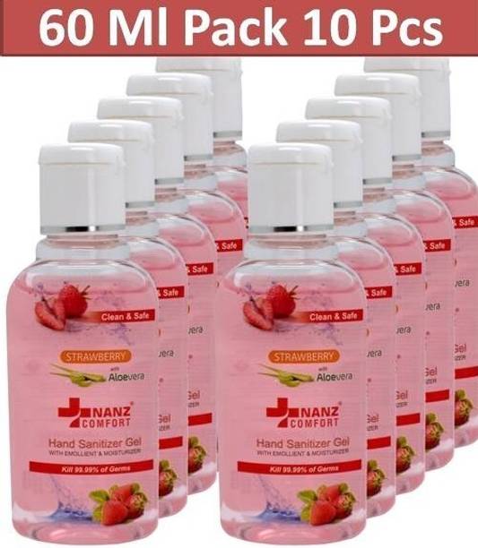 Nanz Comfort  Gel Strawberry Pack of 10 Hand Rub Bottle