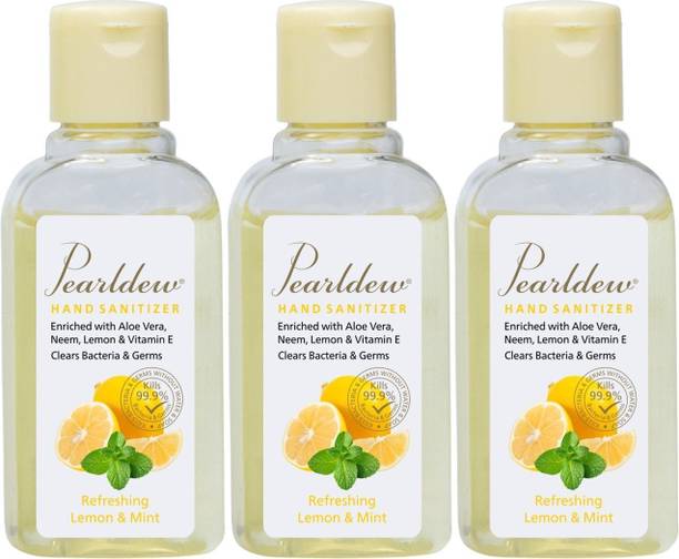 Pearldew (Lemon & Mint) | Aloe & Neem | Paraben Free 60 ml Hand Sanitizer Bottle
