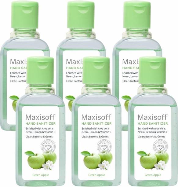 Maxisoft Sanitizer (Green Apple) | Aloe & Neem | Paraben Free Hand Sanitizer Bottle