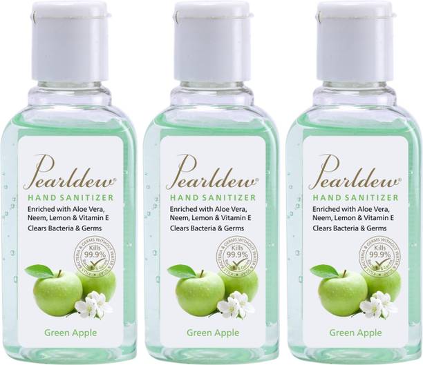Pearldew (Green Apple) | Aloe & Neem | Paraben Free 60 ml Hand Sanitizer Bottle