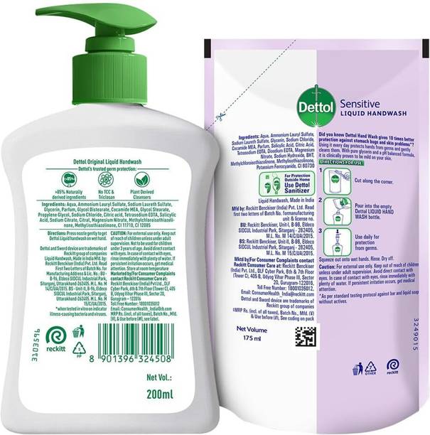 Dettol Liquid Handwash (Original) - 200 ml - 175 ml Hand Wash Pump + Refill