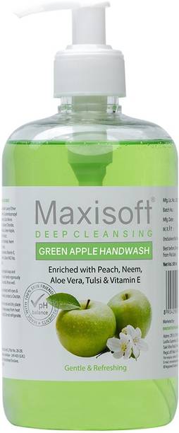Maxisoft Natural Green Apple Deep Cleansing Hand Wash 500 ml | Neem & Tulsi Hand Wash Bottle