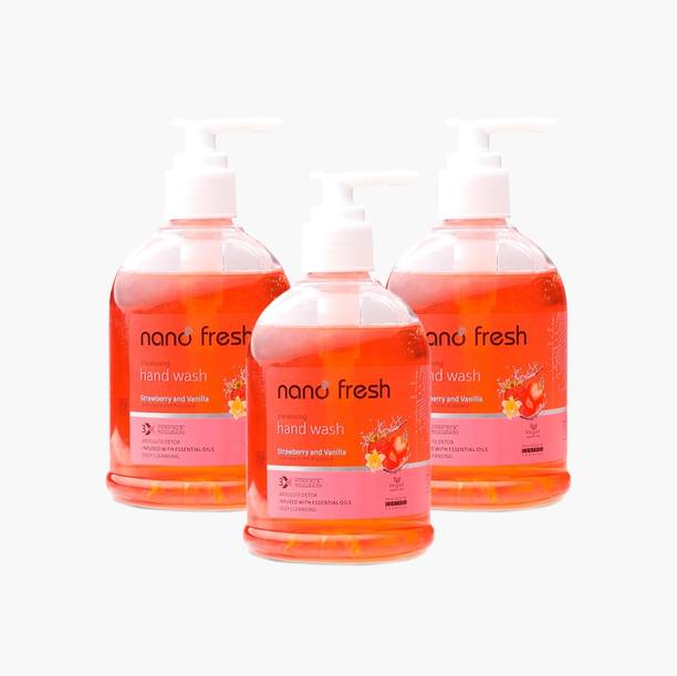Nano Fresh Strawberry & Vanila Hand Wash With Shea Butter and Glycerin | Kills 99.9% Germs Hand Wash Pump Dispenser