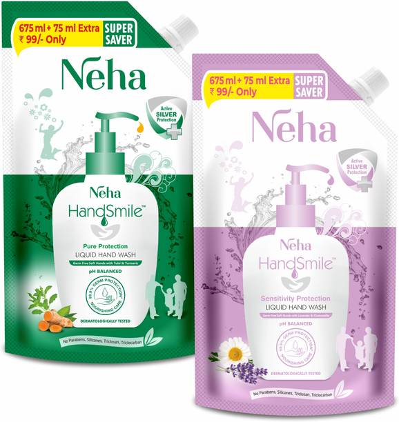 Neha Herbals Neha Handsmile Pure & Sensitivity Protection Refill Combo Hand Wash Refill Pouch