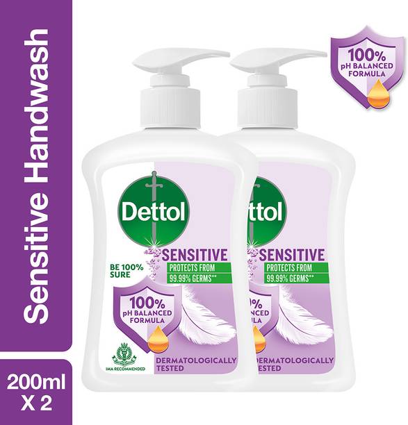 Dettol Sensitive Liquid , Combo bottle, no powder , 10X Germ Protection, soap Hand Wash Pump Dispenser