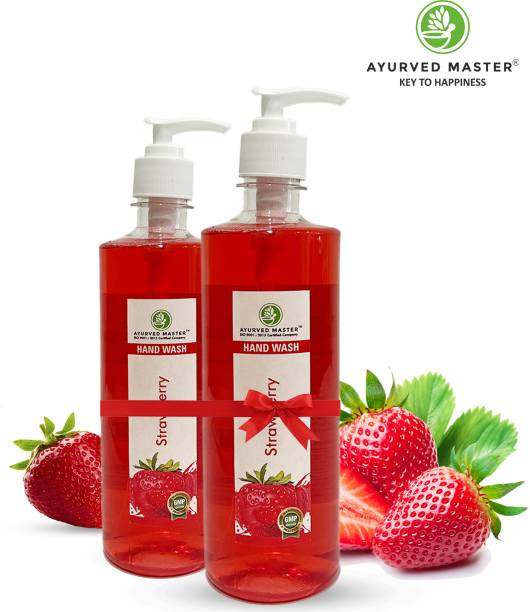 AYURVED MASTER STRAWBERRY HAND WASH 500ML WITH LOTION PUMP -2PICS COMBO Hand Wash Pump Dispenser