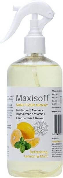 Maxisoft  Spray Lemon & Mint | Instant Germ Kill & Daily Hygiene Protection Hand Sanitizer Bottle