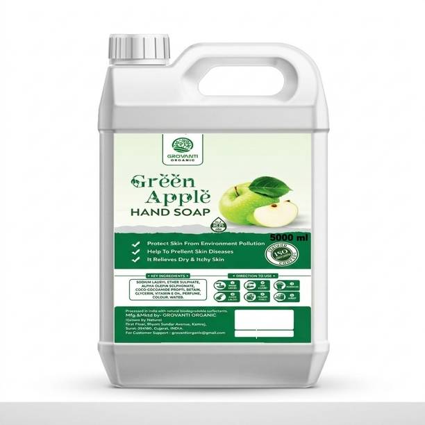 GROVANTI ORGANIC Green Apple Hand Wash Liquid ,Protection from Germs, Liquid Handwash 5 litre Hand Wash Can