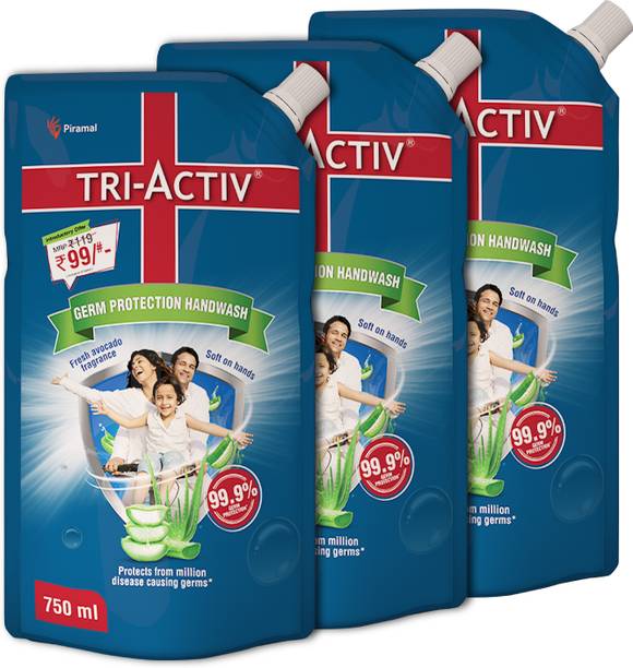 Tri-Activ Germ Protection Handwash - Refill | Protects from 99.9% disease causing germs Hand Wash Pouch