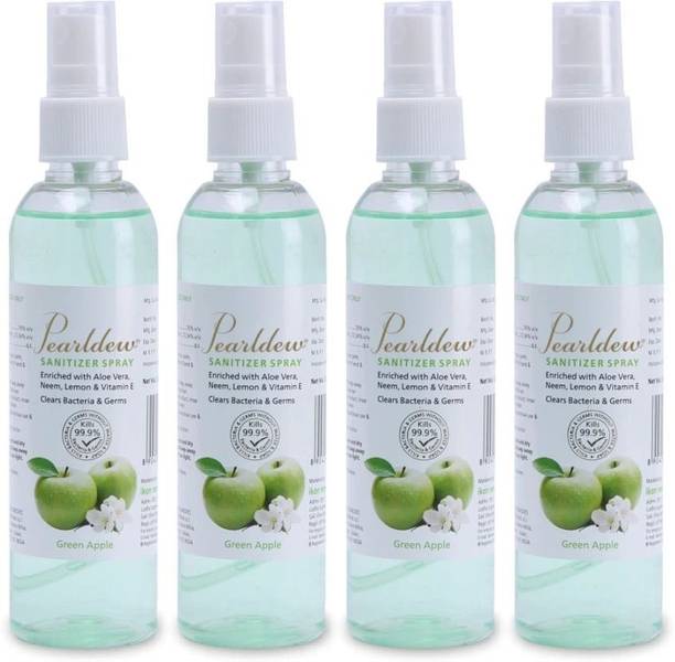 Pearldew Sanitizer Spray (Green Apple) | Aloe & Neem | Paraben Free 120 ml Hand Sanitizer Bottle