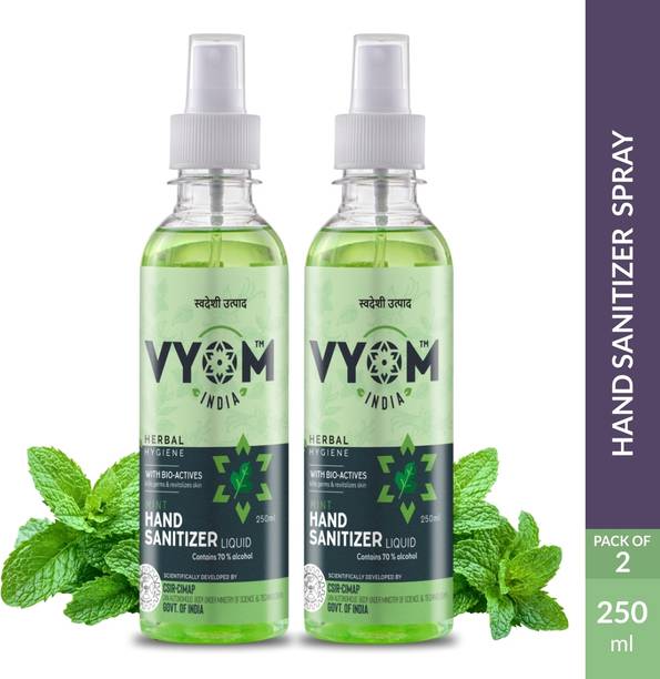 VYOM INDIA HerbalHygieneMintLiquidSanitizerSprayBottle Hand Sanitizer Bottle