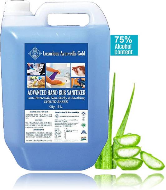 Luxurious Ayurvedic Gold  5L | 75% Alcohol | Quick Dry | Skin Safe for Kids & Adults Hand Sanitizer Can