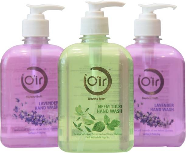 Oir Neem Tulsi 500ml + Lavender [500ml x 2] Handwash combo Hand Wash Pump Dispenser