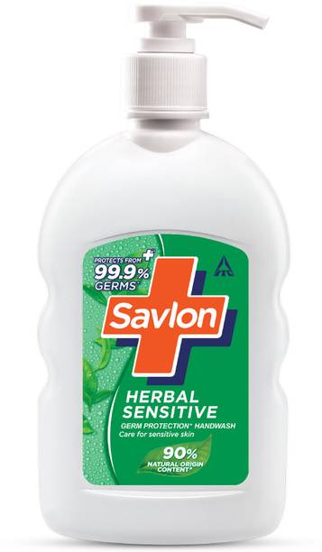 Savlon Herbal Sensitive Germ Protection Liquid 90% Natural Origin Hand Wash Pump Dispenser