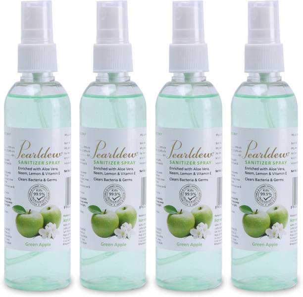 Pearldew Sanitizer Spray (Green Apple) | Aloe & Neem | Paraben Free 120 ml Hand Sanitizer Bottle