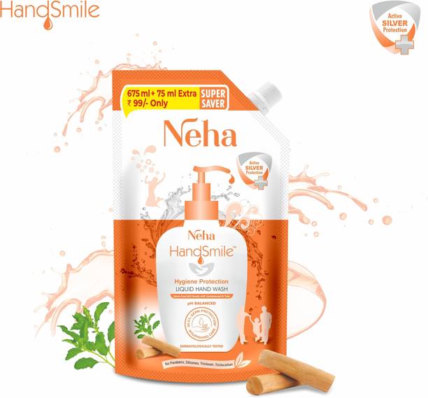 Neha Herbals Neha Handsmile Hygiene Protection Liquid Handwash with Sandalwood & Tulsi Hand Wash Pouch