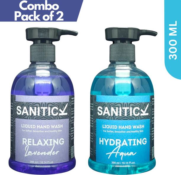 Sanitick Liquid Handwash - Relaxing Lavender & Hydrating Aqua | Combo Pack Hand Wash Bottle